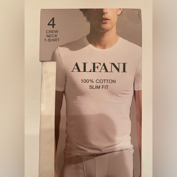 Alfani Men’s 4 Pack White Crew Neck Slim Fit T-Shirt Tee Size XXL NWT - Picture 2 of 6